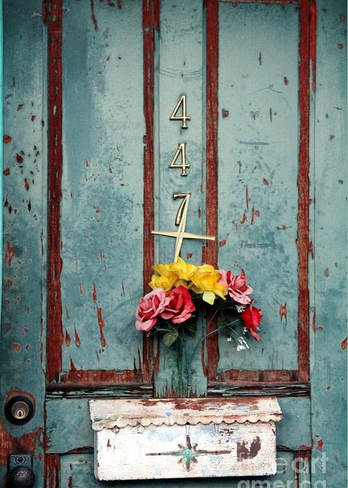 Bario Greeting Card featuring the photograph 447 Door by Diane Lesser