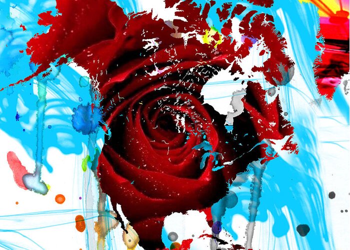 World Greeting Card featuring the painting 48x46 Beautiful World - Rose Red Signed Art Abstract Paintings Modern www.splashyartist.com by Robert R Splashy Art Abstract Paintings