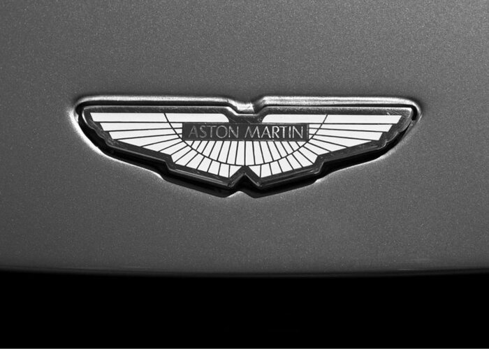 Aston Martin Emblem Greeting Card featuring the photograph Aston Martin Emblem #5 by Jill Reger