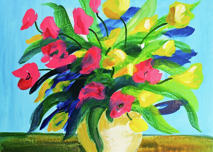 Art Greeting Card featuring the digital art Composition Of Flowers #5 by Balticboy