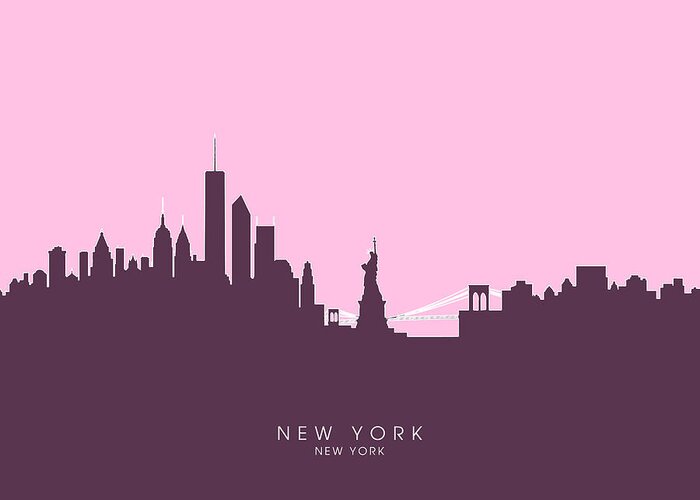 United States Greeting Card featuring the digital art New York Skyline by Michael Tompsett