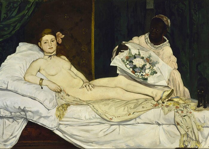 Edouard Manet Greeting Card featuring the painting Olympia #10 by Edouard Manet