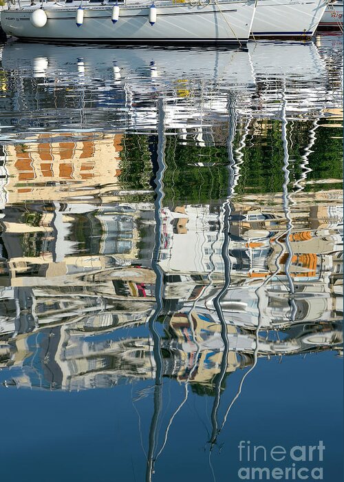 Mikrolimano Greeting Card featuring the photograph Reflections in Mikrolimano port #13 by George Atsametakis
