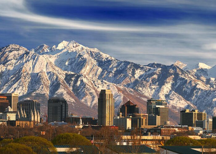 Salt Lake City Greeting Card featuring the photograph Salt Lake City Skyline #5 by Douglas Pulsipher