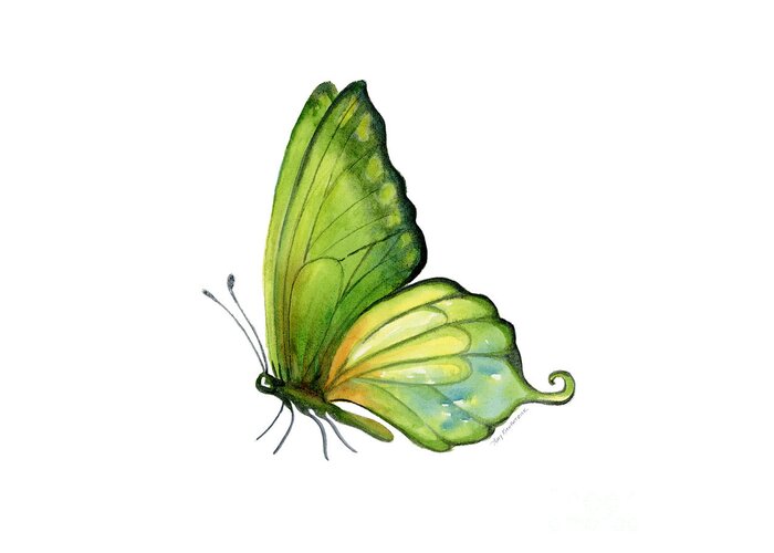 Sap Greeting Card featuring the painting 5 Sap Green Butterfly by Amy Kirkpatrick