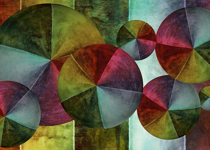 Abstract Greeting Card featuring the digital art 5 Wind Worlds by Angelina Tamez