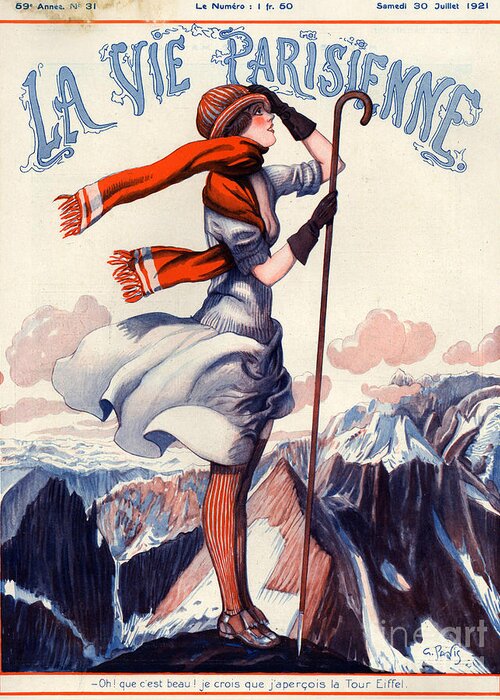 France Greeting Card featuring the drawing 1920s France La Vie Parisienne Magazine #58 by The Advertising Archives