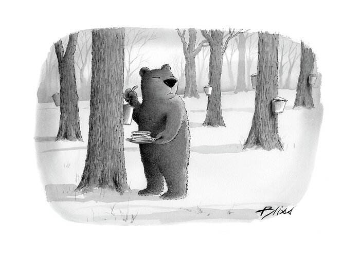 Bear Greeting Card featuring the drawing New Yorker April 2nd, 2007 by Harry Bliss