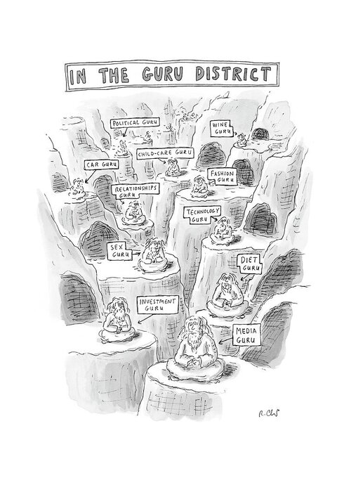 The Guru District Greeting Card featuring the drawing New Yorker March 10th, 2008 by Roz Chast