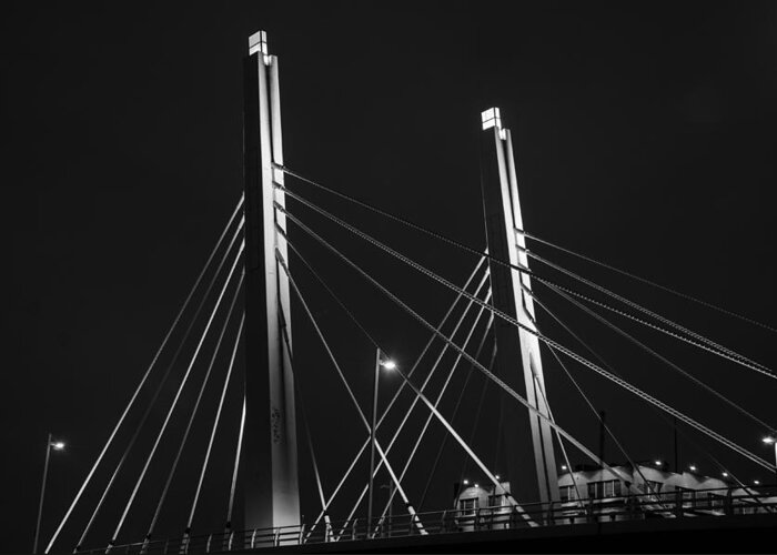 6th Street Bridge Black And White Greeting Card featuring the photograph 6th Street Bridge Black and White by Susan McMenamin