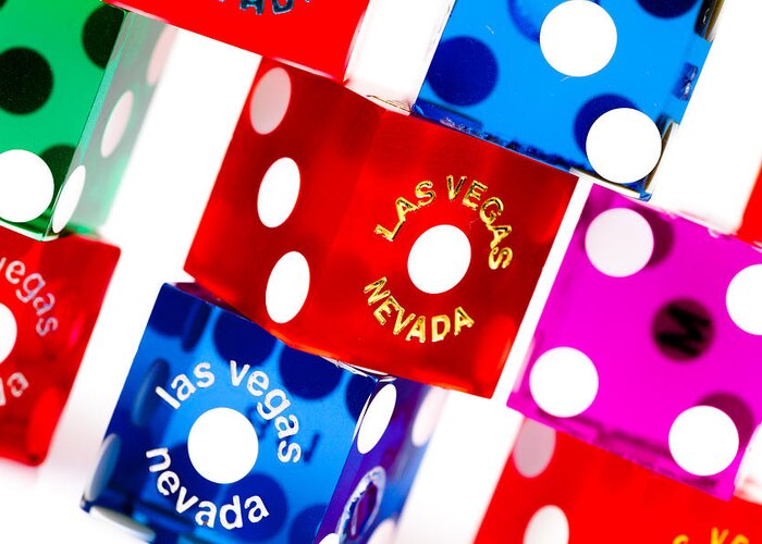 Las Vegas Greeting Card featuring the photograph Colorful Dice by Raul Rodriguez