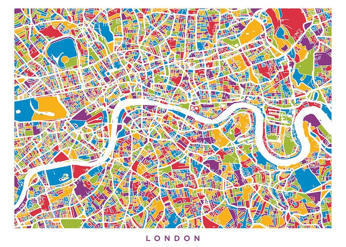 London Greeting Card featuring the digital art London England Street Map #7 by Michael Tompsett