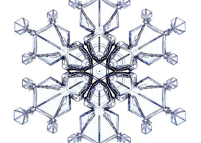 White Background Greeting Card featuring the photograph Snowflake #7 by Kenneth Libbrecht