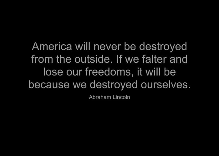 Abraham Lincoln Greeting Card featuring the digital art Abraham Lincoln Quote #8 by Famous Quotes