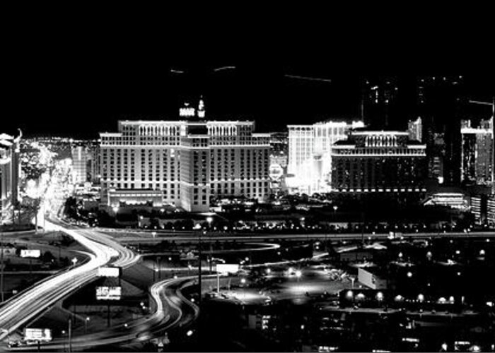 Photography Greeting Card featuring the photograph City Lit Up At Night, Las Vegas #8 by Panoramic Images