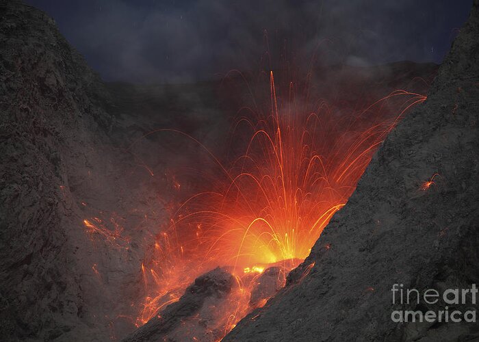 Horizontal Greeting Card featuring the photograph Strombolian Type Eruption Of Batu Tara #8 by Richard Roscoe