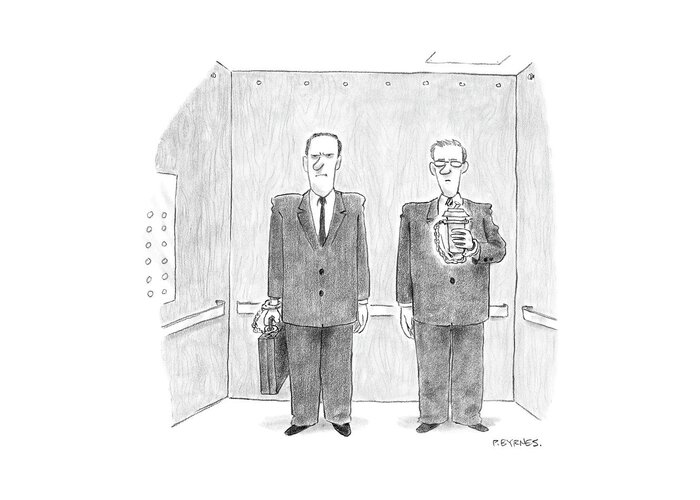 Security Problems Crime White Collar Business 

(two Business Men In An Elevator. One Handcuffed To His Briefcase Greeting Card featuring the drawing New Yorker February 7th, 2005 by Pat Byrnes