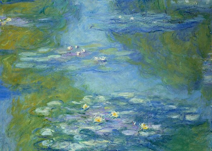 French Greeting Card featuring the painting Waterlilies by Claude Monet