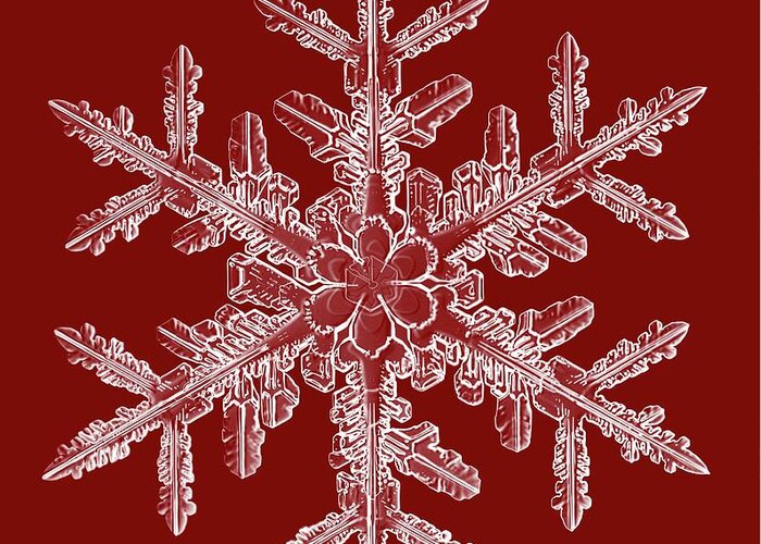 Nobody Greeting Card featuring the photograph Snowflake #85 by Kenneth Libbrecht