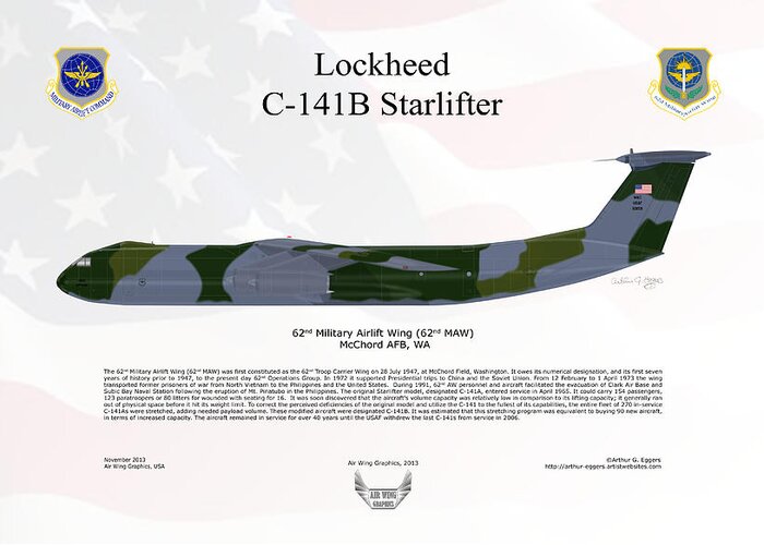 Lockheed Greeting Card featuring the digital art Lockheed C-141B Starlifter #11 by Arthur Eggers