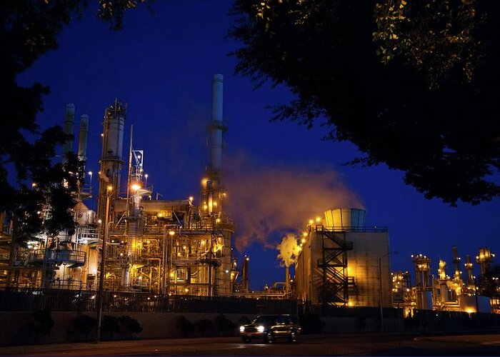 Oil Refinery Greeting Card featuring the photograph Oil Refinery #9 by Jim West