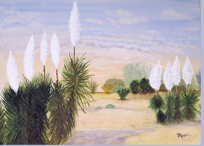 Desert Greeting Card featuring the painting 9 Yuccas 2 by Maris Sherwood
