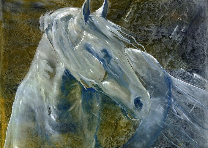 Horse Art Greeting Card featuring the painting A Cool Morning Breeze by Jani Freimann