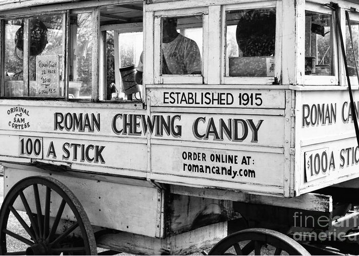 Kathleen K Parker Fine Art Greeting Card featuring the photograph A Dollar a Stick Roman Chewing Candy in BW by Kathleen K Parker