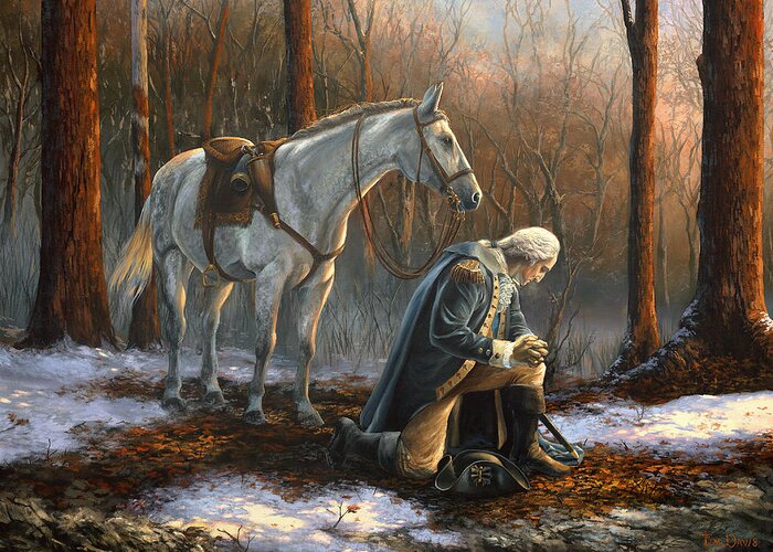 George Washington Greeting Card featuring the painting A General Before His King by Tim Davis