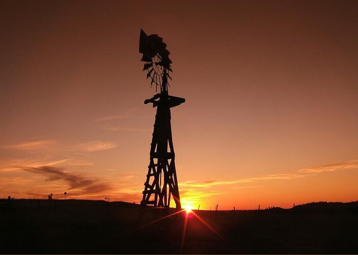 Windmill Greeting Card featuring the photograph A Gentle Breeze at Sunset by HW Kateley