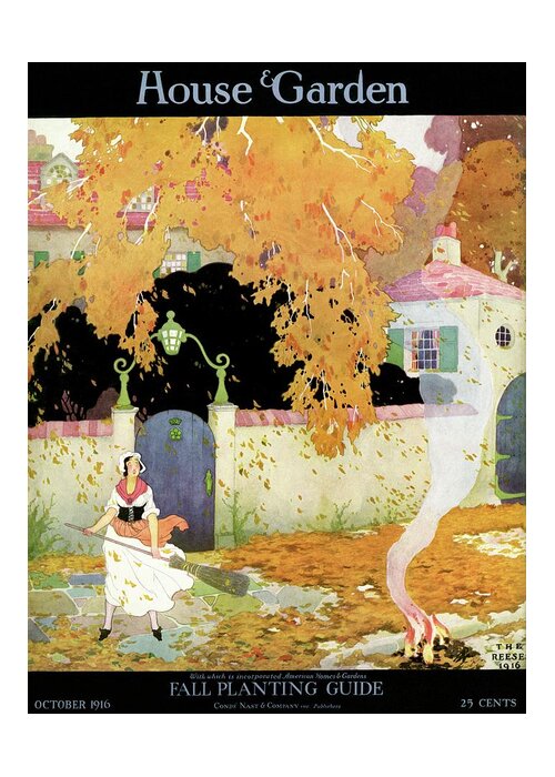 House And Garden Greeting Card featuring the photograph A Girl Sweeping Leaves by The Reeses
