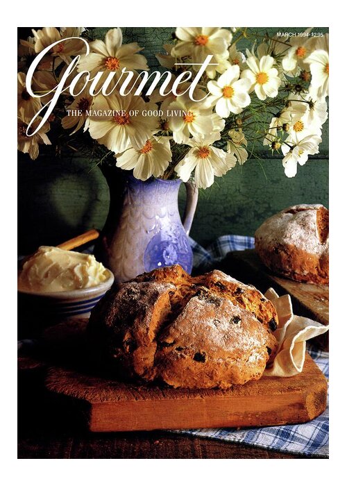 Food Greeting Card featuring the photograph A Gourmet Cover Of Bread And Flowers by Romulo Yanes