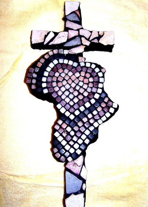 Sculpture Greeting Card featuring the sculpture A Heart for Africa Cross by Kathleen Luther