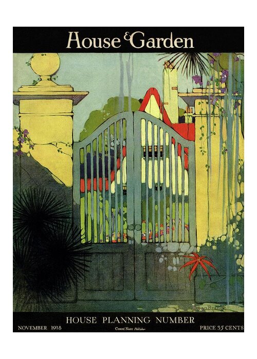 Illustration Greeting Card featuring the photograph A House And Garden Cover Of A Gate by H. George Brandt