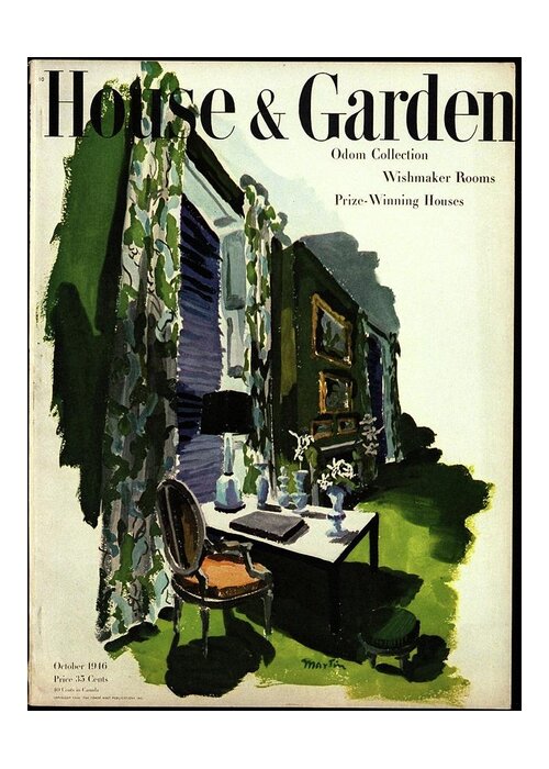 Illustration Greeting Card featuring the photograph A House And Garden Cover Of A Living Room by Tom Martin