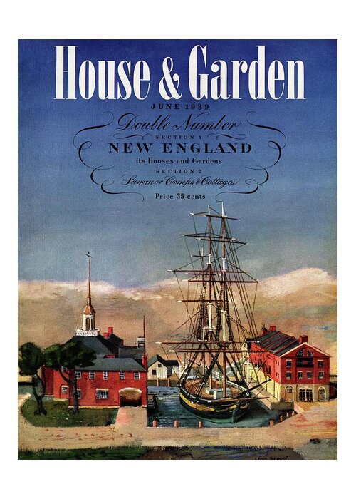 Illustration Greeting Card featuring the photograph A House And Garden Cover Of A Model Ship by Louis Bouche