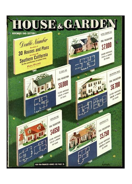 Illustration Greeting Card featuring the photograph A House And Garden Cover Of Floorplans by Robert Harrer