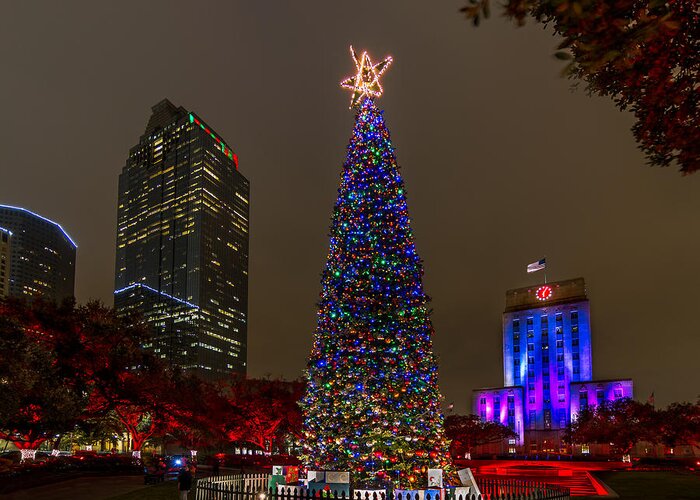Downtown Greeting Card featuring the photograph A Houston Christmas by Tim Stanley
