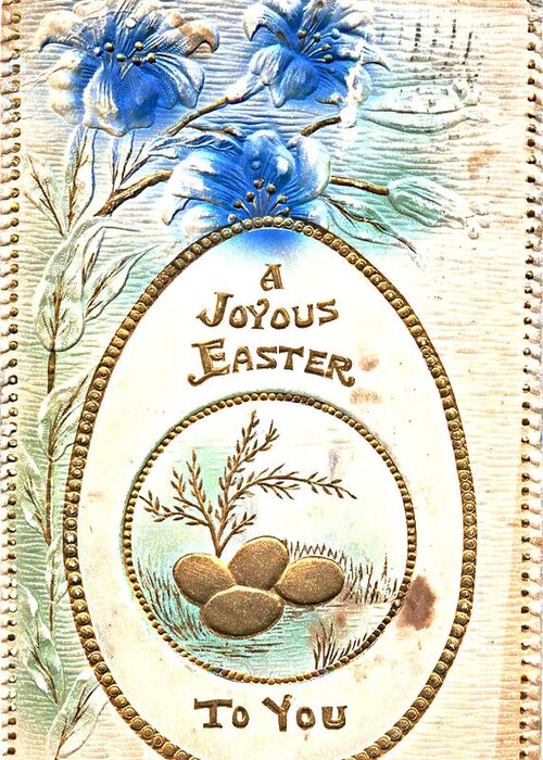 Easter Greeting Card featuring the photograph A Joyous Easter to You Vintage Postcard by Audreen Gieger