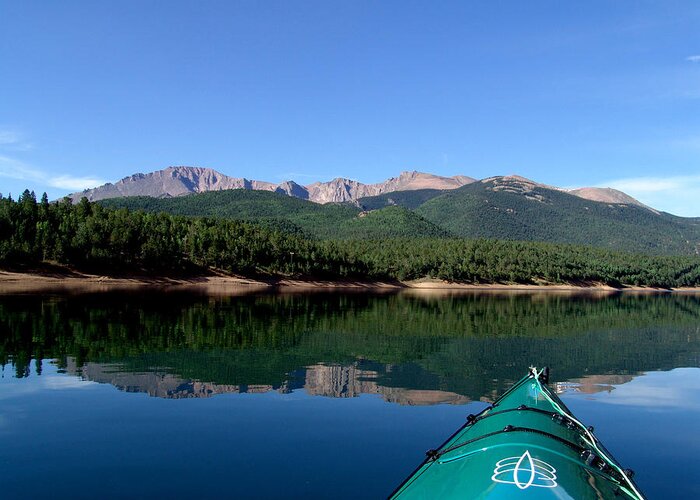 Pikes Peak Greeting Card featuring the photograph A Kayaking Calm by Carol Milisen