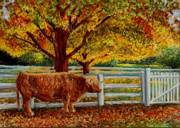 Pastel Stipple Greeting Card featuring the pastel A Shaker Fall by Sam Davis Johnson