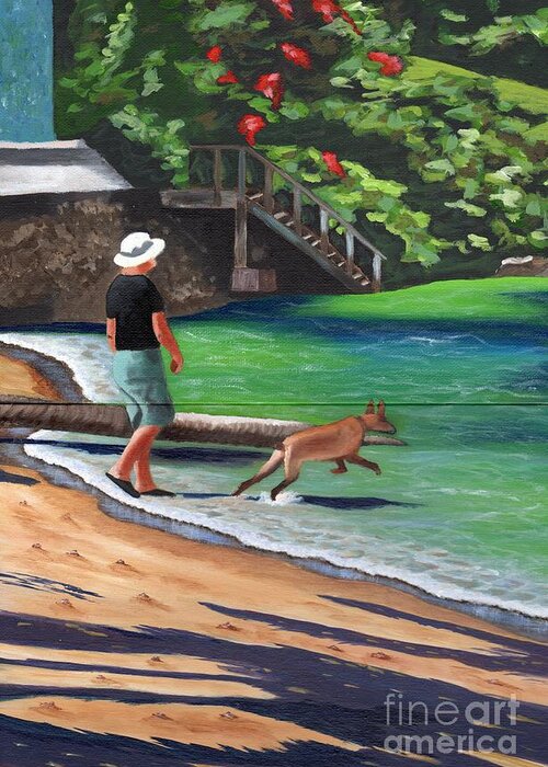 Man Greeting Card featuring the painting A Man and his Dog by Laura Forde