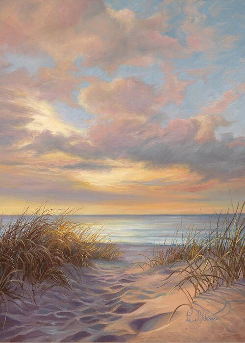 Beach Greeting Card featuring the painting A Moment Of Tranquility by Lucie Bilodeau