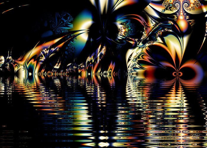 Night Greeting Card featuring the digital art A Night on the Water by Kiki Art