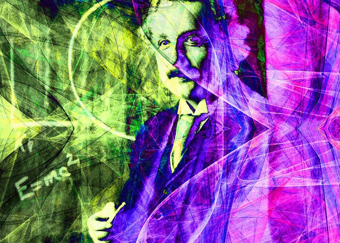 Celebrity Greeting Card featuring the photograph A Person Who Never Made A Mistake Never Tried Anything New - Einstein in Abstract 20140908 square v2 by Wingsdomain Art and Photography