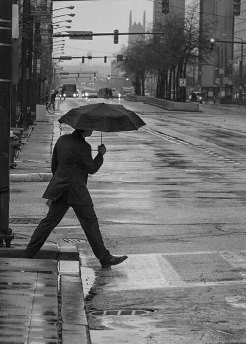 Cleveland Greeting Card featuring the photograph A Rainy Day in Cleveland by Jared Perry 