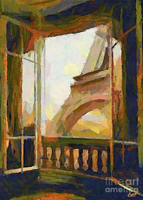 Cityscape Greeting Card featuring the painting A Room With A View by Dragica Micki Fortuna