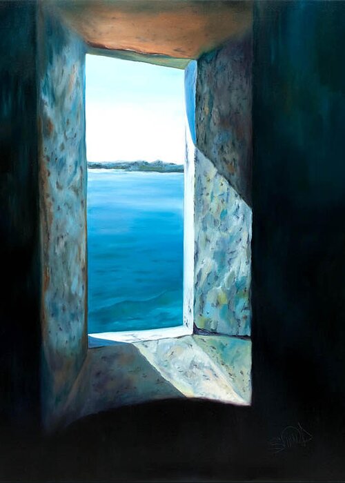 Ocean View Greeting Card featuring the painting A Room With A View by Sherri Dauphinais
