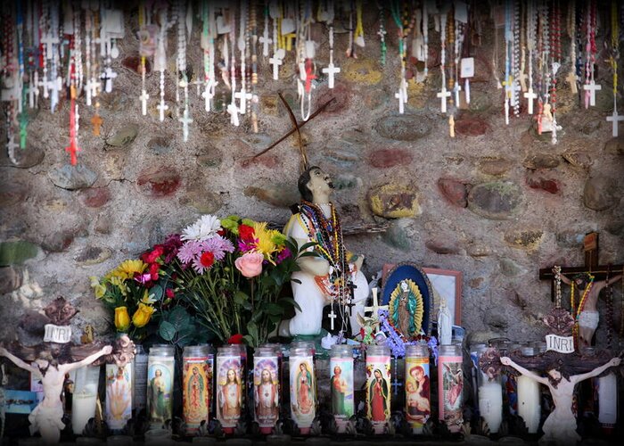 Shrine Greeting Card featuring the photograph A Shrine at Chimayo by Lynn Sprowl