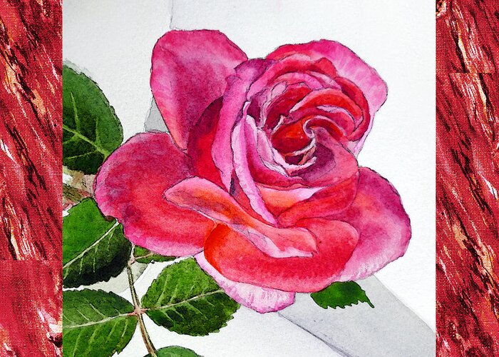 Juicy Greeting Card featuring the painting A Single Rose Juicy Pink by Irina Sztukowski
